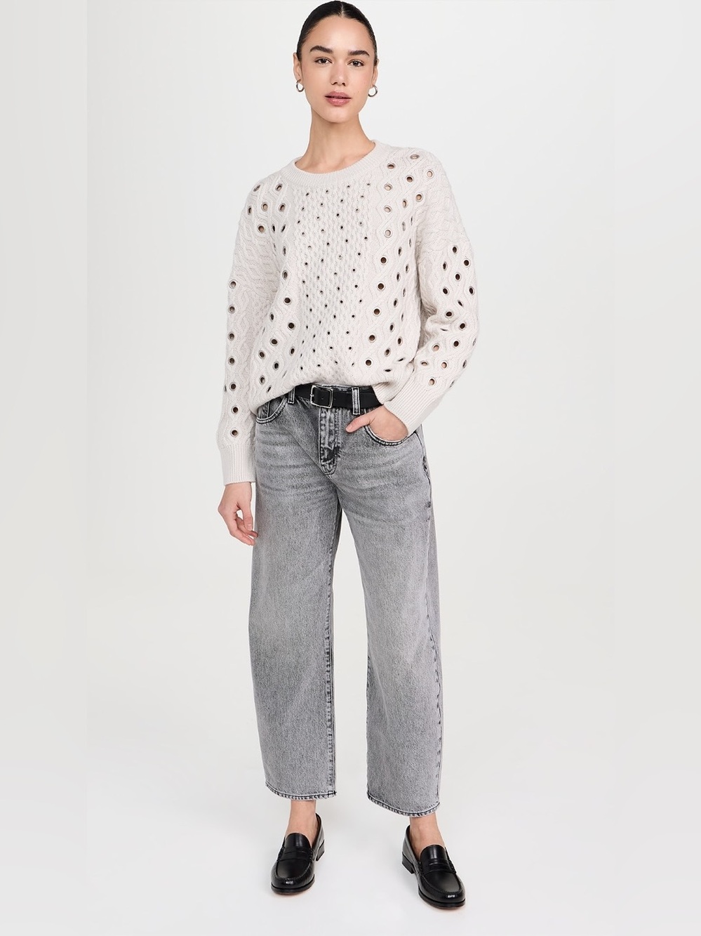 Rag & Bone Kay Grommet Cable Knit sweater